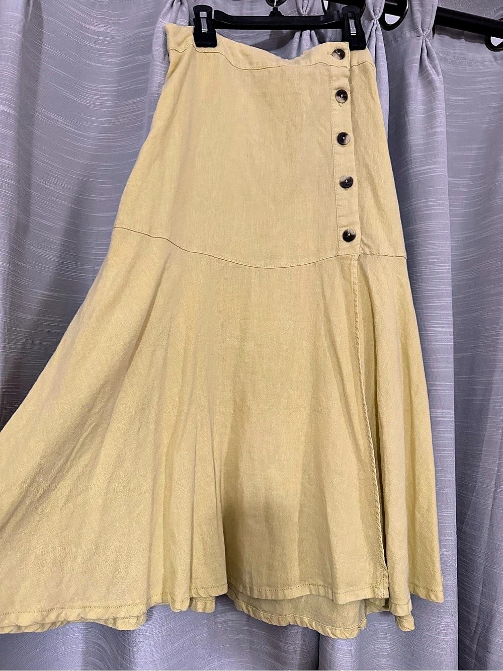 Free People A-Line Button Front Skirt in Yellow Size 6